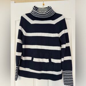Loft Striped Cowl Neck Pocket Sweater